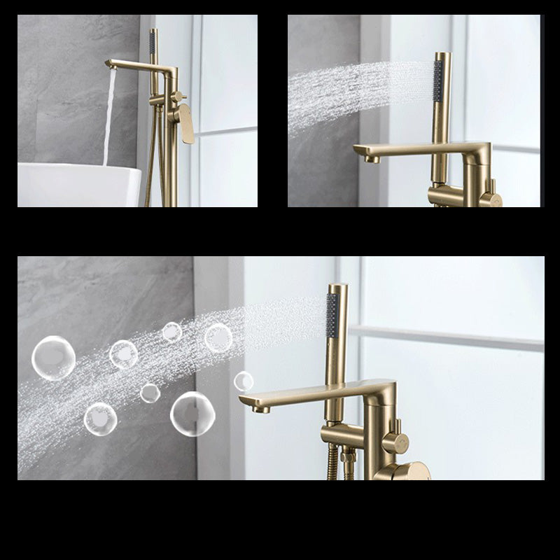 Modern Freestanding Bathtub Faucet Free Copper Standing Tub Filler Faucet Clearhalo 'Bathroom Remodel & Bathroom Fixtures' 'Bathtub Faucets' 'bathtub_faucets' 'Home Improvement' 'home_improvement' 'home_improvement_bathtub_faucets' 6365993