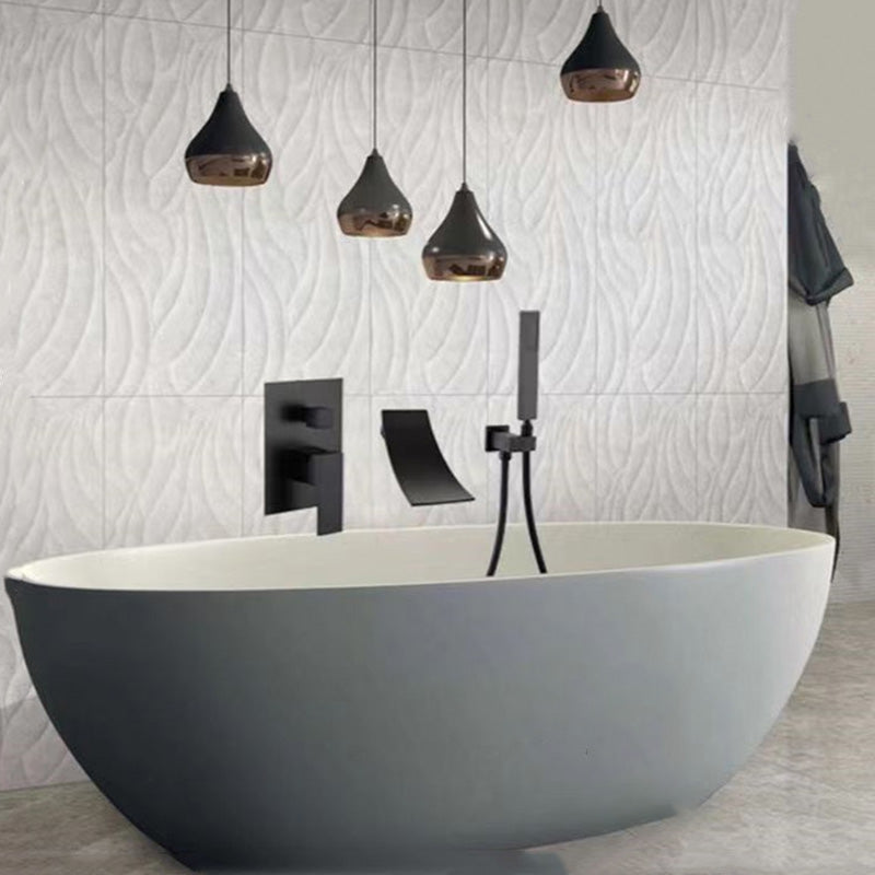 Modern Brass Faucet Swivel 1-Handle and 4-Hole Wall Mounted Tub Spout Trim Clearhalo 'Bathroom Remodel & Bathroom Fixtures' 'Bathtub Faucets' 'bathtub_faucets' 'Home Improvement' 'home_improvement' 'home_improvement_bathtub_faucets' 6366015