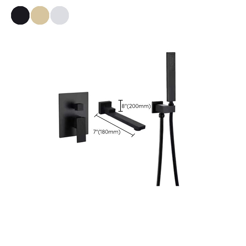 Modern Brass Faucet Swivel 1-Handle and 4-Hole Wall Mounted Tub Spout Trim Clearhalo 'Bathroom Remodel & Bathroom Fixtures' 'Bathtub Faucets' 'bathtub_faucets' 'Home Improvement' 'home_improvement' 'home_improvement_bathtub_faucets' 6366016