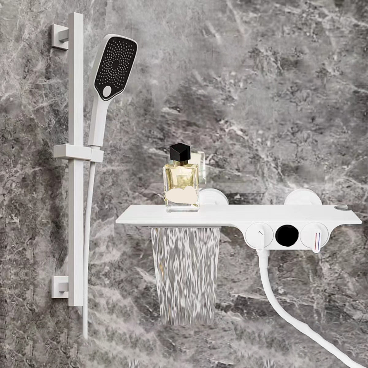Modern Faucets Copper 2-Handle and 4-Hole Wall Mounted Bath Faucet Trim White Clearhalo 'Bathroom Remodel & Bathroom Fixtures' 'Bathtub Faucets' 'bathtub_faucets' 'Home Improvement' 'home_improvement' 'home_improvement_bathtub_faucets' 6366022