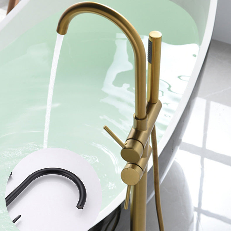 Modern Freestanding Tub Filler Floor Mounted Tub Faucet with Dual Handle Clearhalo 'Bathroom Remodel & Bathroom Fixtures' 'Bathtub Faucets' 'bathtub_faucets' 'Home Improvement' 'home_improvement' 'home_improvement_bathtub_faucets' 6366065