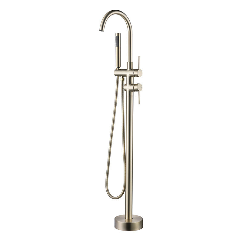 Modern Freestanding Tub Filler Floor Mounted Tub Faucet with Dual Handle Clearhalo 'Bathroom Remodel & Bathroom Fixtures' 'Bathtub Faucets' 'bathtub_faucets' 'Home Improvement' 'home_improvement' 'home_improvement_bathtub_faucets' 6366070