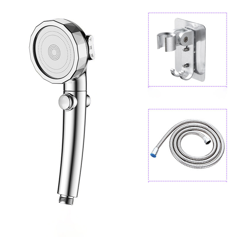 Modern Handheld Shower Head Sliver Round Standard Shower Heads Silver Shower Heads & Hose & Wall pedestal Clearhalo 'Bathroom Remodel & Bathroom Fixtures' 'Home Improvement' 'home_improvement' 'home_improvement_shower_heads' 'Shower Heads' 'shower_heads' 'Showers & Bathtubs Plumbing' 'Showers & Bathtubs' 6366134