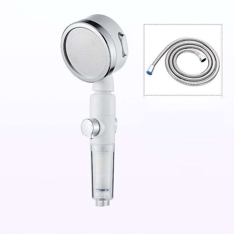 Modern Handheld Shower Head Sliver Round Standard Shower Heads White Shower Head with Hose Clearhalo 'Bathroom Remodel & Bathroom Fixtures' 'Home Improvement' 'home_improvement' 'home_improvement_shower_heads' 'Shower Heads' 'shower_heads' 'Showers & Bathtubs Plumbing' 'Showers & Bathtubs' 6366136