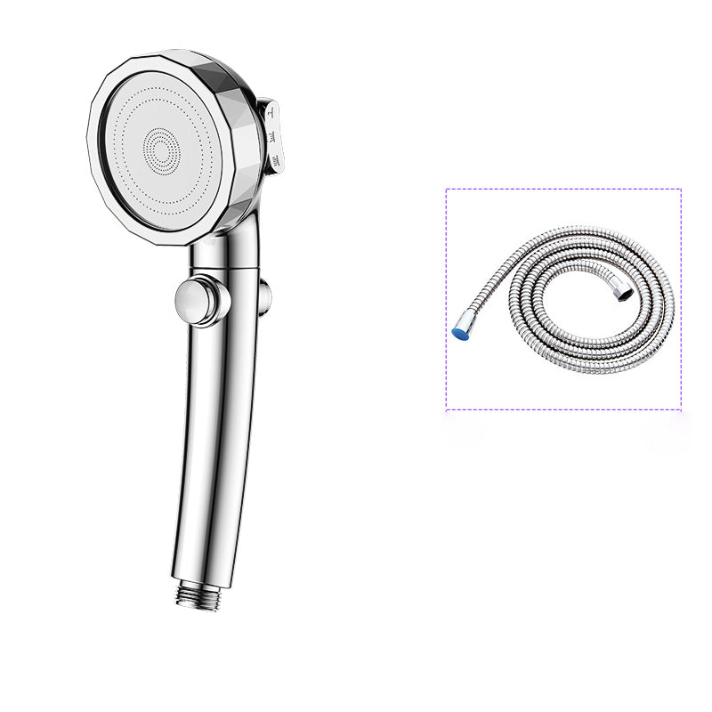 Modern Handheld Shower Head Sliver Round Standard Shower Heads Silver Shower Head with Hose Clearhalo 'Bathroom Remodel & Bathroom Fixtures' 'Home Improvement' 'home_improvement' 'home_improvement_shower_heads' 'Shower Heads' 'shower_heads' 'Showers & Bathtubs Plumbing' 'Showers & Bathtubs' 6366137