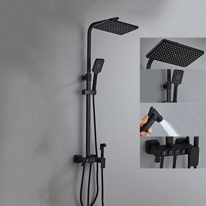 Adjustable Spray Pattern Shower Combo Metal Shower Faucet Arm Shower Head Black Temperature Control Digital Display Not Included Clearhalo 'Bathroom Remodel & Bathroom Fixtures' 'Home Improvement' 'home_improvement' 'home_improvement_shower_faucets' 'Shower Faucets & Systems' 'shower_faucets' 'Showers & Bathtubs Plumbing' 'Showers & Bathtubs' 6366159