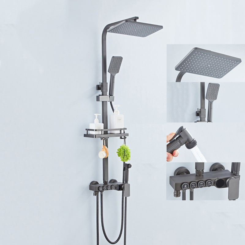Adjustable Spray Pattern Shower Combo Metal Shower Faucet Arm Shower Head Gun Grey Temperature Control Digital Display Included Clearhalo 'Bathroom Remodel & Bathroom Fixtures' 'Home Improvement' 'home_improvement' 'home_improvement_shower_faucets' 'Shower Faucets & Systems' 'shower_faucets' 'Showers & Bathtubs Plumbing' 'Showers & Bathtubs' 6366169