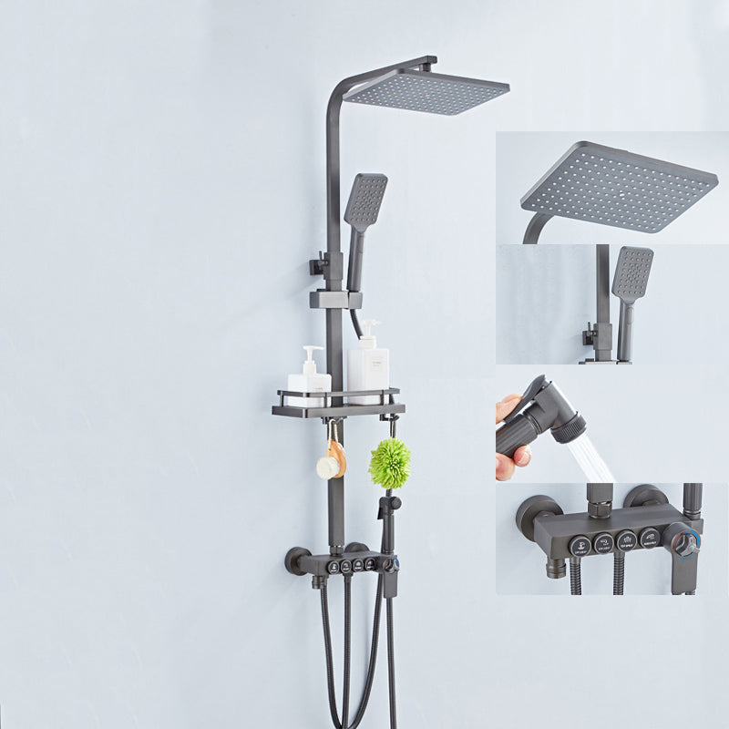 Adjustable Spray Pattern Shower Combo Metal Shower Faucet Arm Shower Head Gun Grey Thermostatic Digital Display Not Included Clearhalo 'Bathroom Remodel & Bathroom Fixtures' 'Home Improvement' 'home_improvement' 'home_improvement_shower_faucets' 'Shower Faucets & Systems' 'shower_faucets' 'Showers & Bathtubs Plumbing' 'Showers & Bathtubs' 6366170