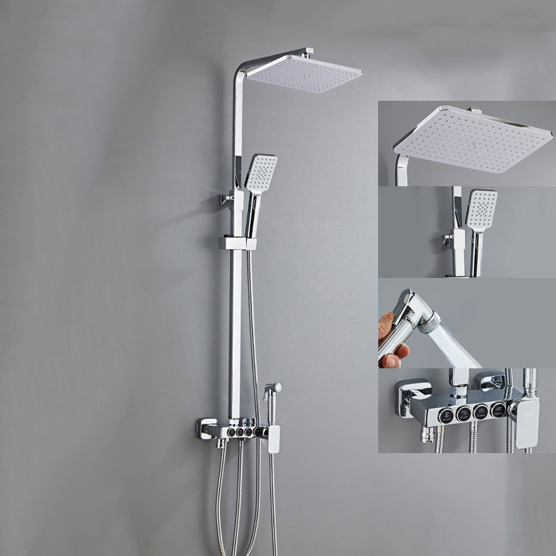 Adjustable Spray Pattern Shower Combo Metal Shower Faucet Arm Shower Head Silver Temperature Control Digital Display Not Included Clearhalo 'Bathroom Remodel & Bathroom Fixtures' 'Home Improvement' 'home_improvement' 'home_improvement_shower_faucets' 'Shower Faucets & Systems' 'shower_faucets' 'Showers & Bathtubs Plumbing' 'Showers & Bathtubs' 6366175