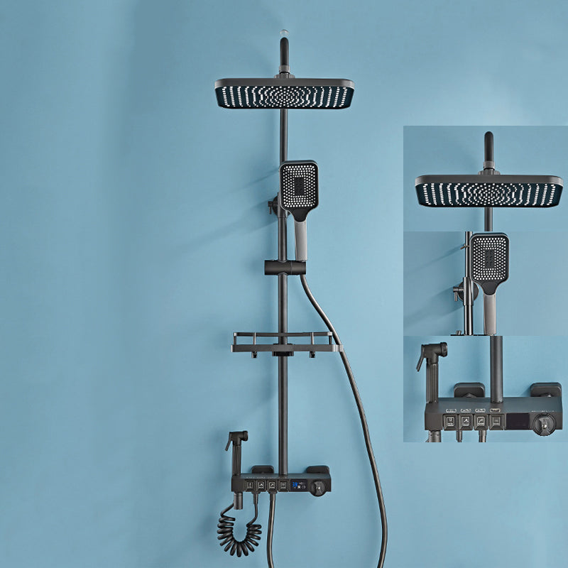 Modern Shower System Wall Mounted Spot Resist Shower System with Hand Shower Chrome Clearhalo 'Bathroom Remodel & Bathroom Fixtures' 'Home Improvement' 'home_improvement' 'home_improvement_shower_faucets' 'Shower Faucets & Systems' 'shower_faucets' 'Showers & Bathtubs Plumbing' 'Showers & Bathtubs' 6366194