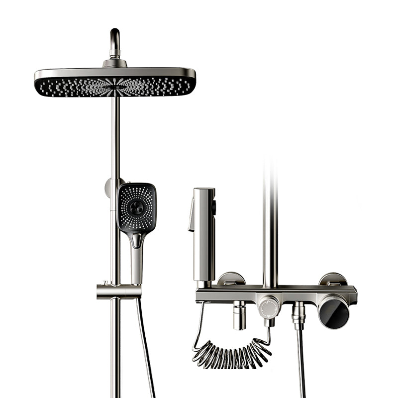 Modern Style Shower System Handle Knob Rectangle Wall Mounted Copper Shower System Clearhalo 'Bathroom Remodel & Bathroom Fixtures' 'Home Improvement' 'home_improvement' 'home_improvement_shower_faucets' 'Shower Faucets & Systems' 'shower_faucets' 'Showers & Bathtubs Plumbing' 'Showers & Bathtubs' 6366218