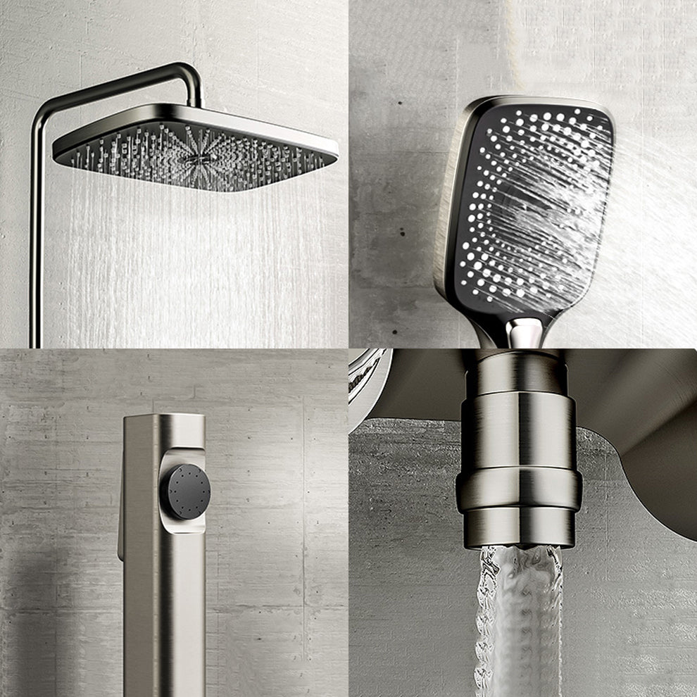 Modern Style Shower System Handle Knob Rectangle Wall Mounted Copper Shower System Clearhalo 'Bathroom Remodel & Bathroom Fixtures' 'Home Improvement' 'home_improvement' 'home_improvement_shower_faucets' 'Shower Faucets & Systems' 'shower_faucets' 'Showers & Bathtubs Plumbing' 'Showers & Bathtubs' 6366227