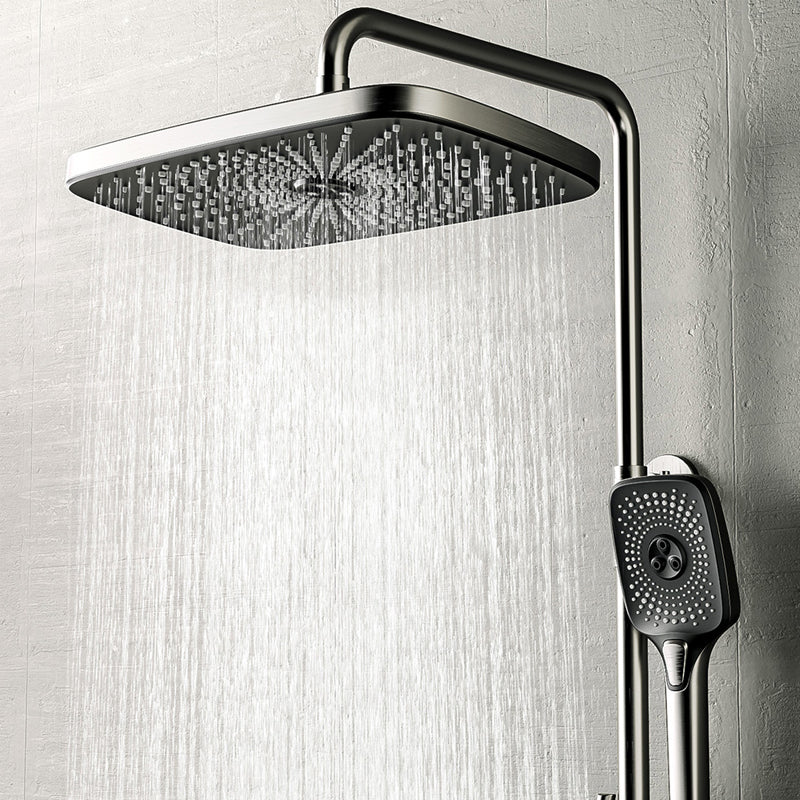 Modern Style Shower System Handle Knob Rectangle Wall Mounted Copper Shower System Clearhalo 'Bathroom Remodel & Bathroom Fixtures' 'Home Improvement' 'home_improvement' 'home_improvement_shower_faucets' 'Shower Faucets & Systems' 'shower_faucets' 'Showers & Bathtubs Plumbing' 'Showers & Bathtubs' 6366230