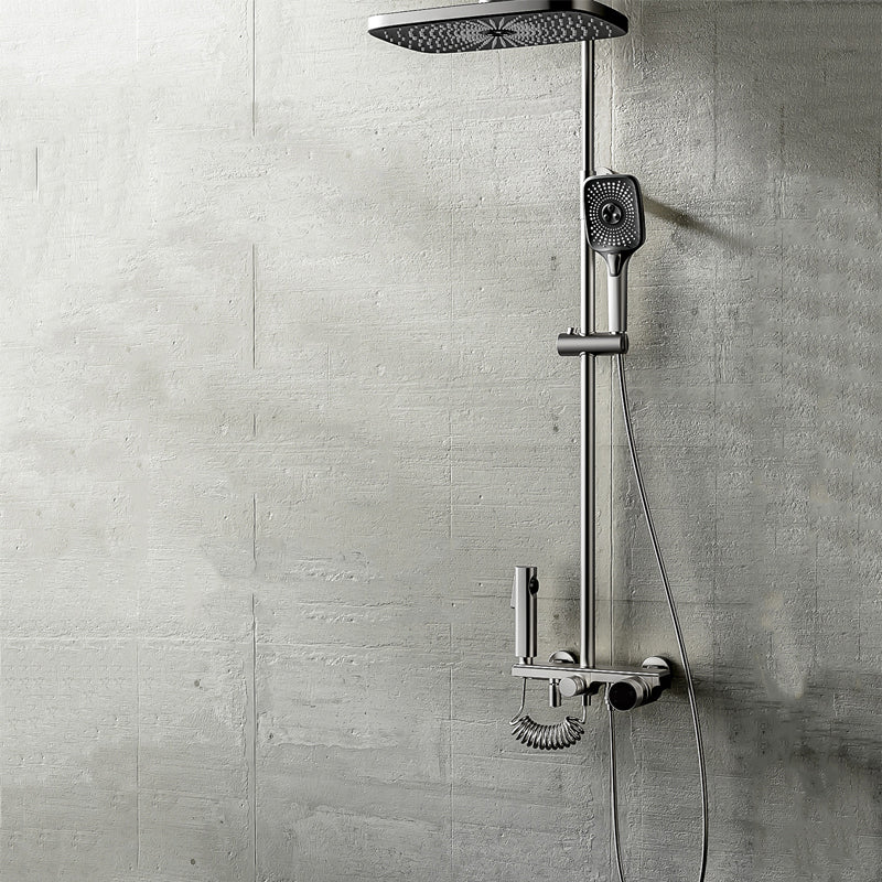 Modern Style Shower System Handle Knob Rectangle Wall Mounted Copper Shower System Clearhalo 'Bathroom Remodel & Bathroom Fixtures' 'Home Improvement' 'home_improvement' 'home_improvement_shower_faucets' 'Shower Faucets & Systems' 'shower_faucets' 'Showers & Bathtubs Plumbing' 'Showers & Bathtubs' 6366231