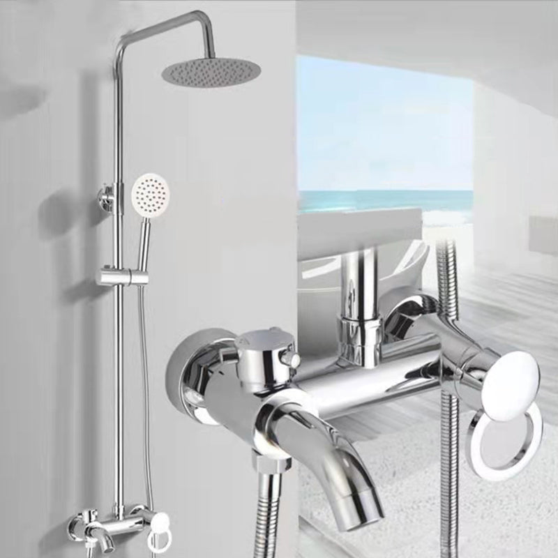 Modern Adjustable Swivel Shower Metal Shower Head Shower Faucet on Wall Silver 3 Clearhalo 'Bathroom Remodel & Bathroom Fixtures' 'Home Improvement' 'home_improvement' 'home_improvement_shower_faucets' 'Shower Faucets & Systems' 'shower_faucets' 'Showers & Bathtubs Plumbing' 'Showers & Bathtubs' 6366267