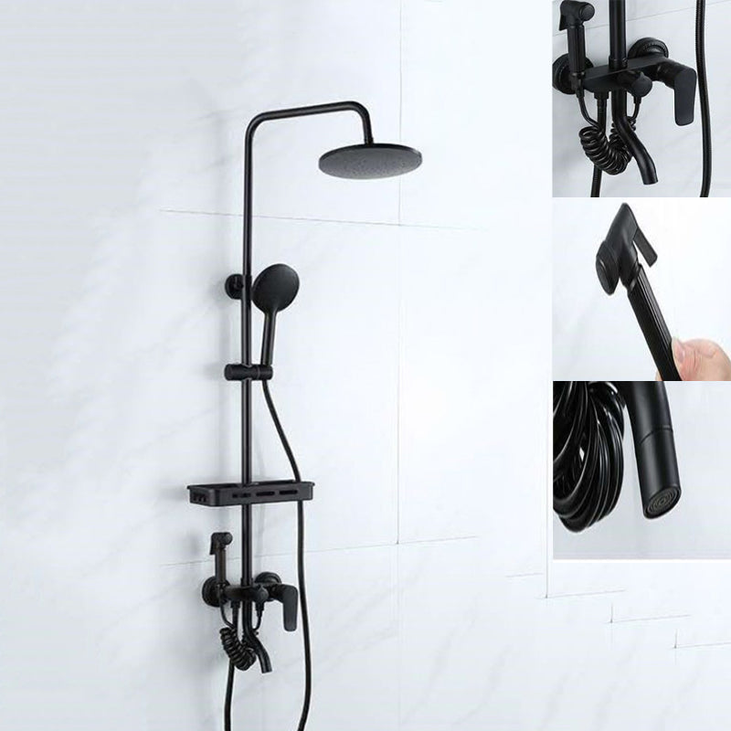 Modern Adjustable Swivel Shower Metal Shower Head Shower Faucet on Wall Black 4 Clearhalo 'Bathroom Remodel & Bathroom Fixtures' 'Home Improvement' 'home_improvement' 'home_improvement_shower_faucets' 'Shower Faucets & Systems' 'shower_faucets' 'Showers & Bathtubs Plumbing' 'Showers & Bathtubs' 6366271