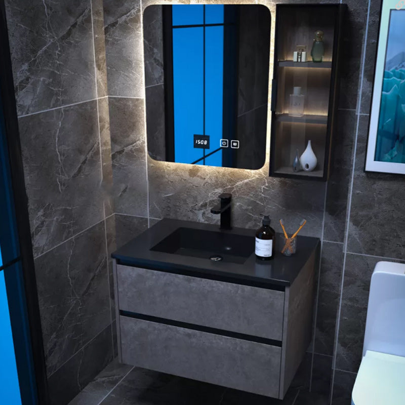 Modern Bathroom Sink Vanity Limestone with Mirror and 4 Drawers Bathroom Vanity Set Clearhalo 'Bathroom Remodel & Bathroom Fixtures' 'Bathroom Vanities' 'bathroom_vanities' 'Home Improvement' 'home_improvement' 'home_improvement_bathroom_vanities' 6366483