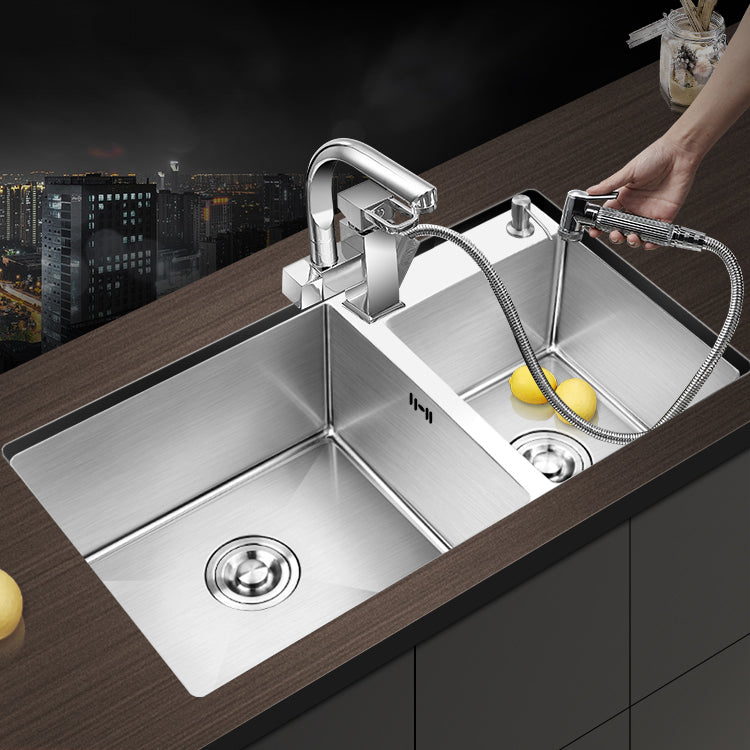 Classic Kitchen Sink Stainless Steel Corrosion Resistant Kitchen Sink with Basket Strainer Clearhalo 'Home Improvement' 'home_improvement' 'home_improvement_kitchen_sinks' 'Kitchen Remodel & Kitchen Fixtures' 'Kitchen Sinks & Faucet Components' 'Kitchen Sinks' 'kitchen_sinks' 6366496