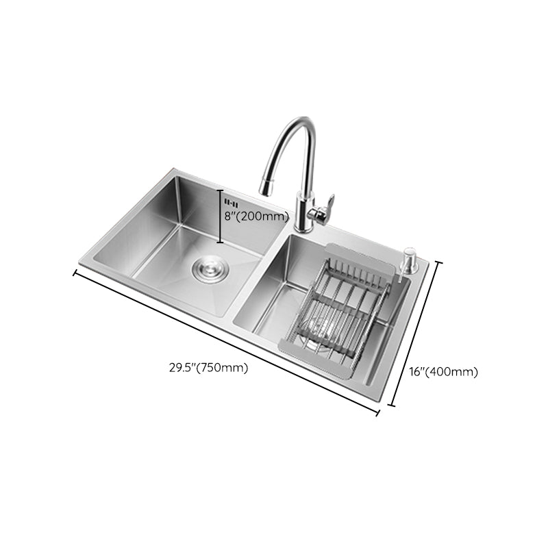 Classic Kitchen Sink Stainless Steel Corrosion Resistant Kitchen Sink with Basket Strainer Clearhalo 'Home Improvement' 'home_improvement' 'home_improvement_kitchen_sinks' 'Kitchen Remodel & Kitchen Fixtures' 'Kitchen Sinks & Faucet Components' 'Kitchen Sinks' 'kitchen_sinks' 6366520