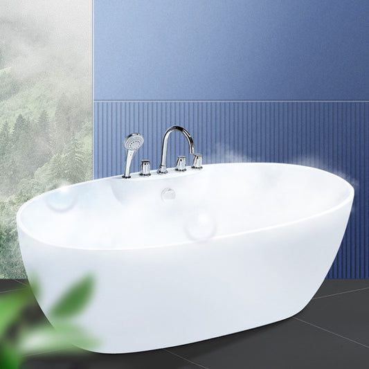 Modern Ellipse White Bathtub Acrylic Back to Wall with Drain Bath Tub Clearhalo 'Bathroom Remodel & Bathroom Fixtures' 'Bathtubs' 'Home Improvement' 'home_improvement' 'home_improvement_bathtubs' 'Showers & Bathtubs' 6367812