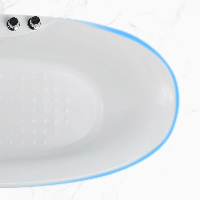 Modern Ellipse White Bathtub Acrylic Back to Wall with Drain Bath Tub Clearhalo 'Bathroom Remodel & Bathroom Fixtures' 'Bathtubs' 'Home Improvement' 'home_improvement' 'home_improvement_bathtubs' 'Showers & Bathtubs' 6367814