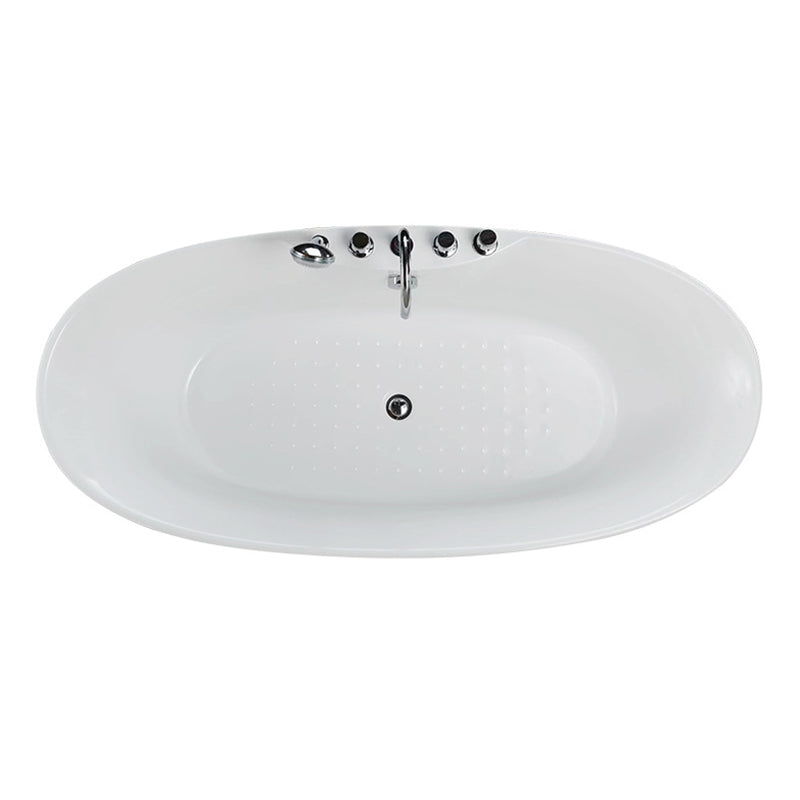 Modern Ellipse White Bathtub Acrylic Back to Wall with Drain Bath Tub Clearhalo 'Bathroom Remodel & Bathroom Fixtures' 'Bathtubs' 'Home Improvement' 'home_improvement' 'home_improvement_bathtubs' 'Showers & Bathtubs' 6367815