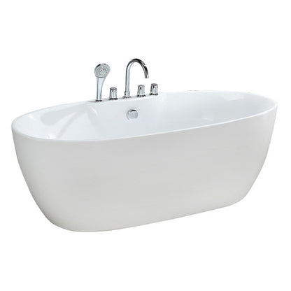 Modern Ellipse White Bathtub Acrylic Back to Wall with Drain Bath Tub Clearhalo 'Bathroom Remodel & Bathroom Fixtures' 'Bathtubs' 'Home Improvement' 'home_improvement' 'home_improvement_bathtubs' 'Showers & Bathtubs' 6367816