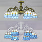 3/6 Lights Dome Semi Flush Lighting Vintage Tiffany Stained Glass Semi Flush Mount Lighting in Bronze/White Finish Clearhalo 'Ceiling Lights' 'Close To Ceiling Lights' 'Close to ceiling' 'Glass shade' 'Glass' 'Semi-flushmount' 'Tiffany close to ceiling' 'Tiffany' Lighting' 63693