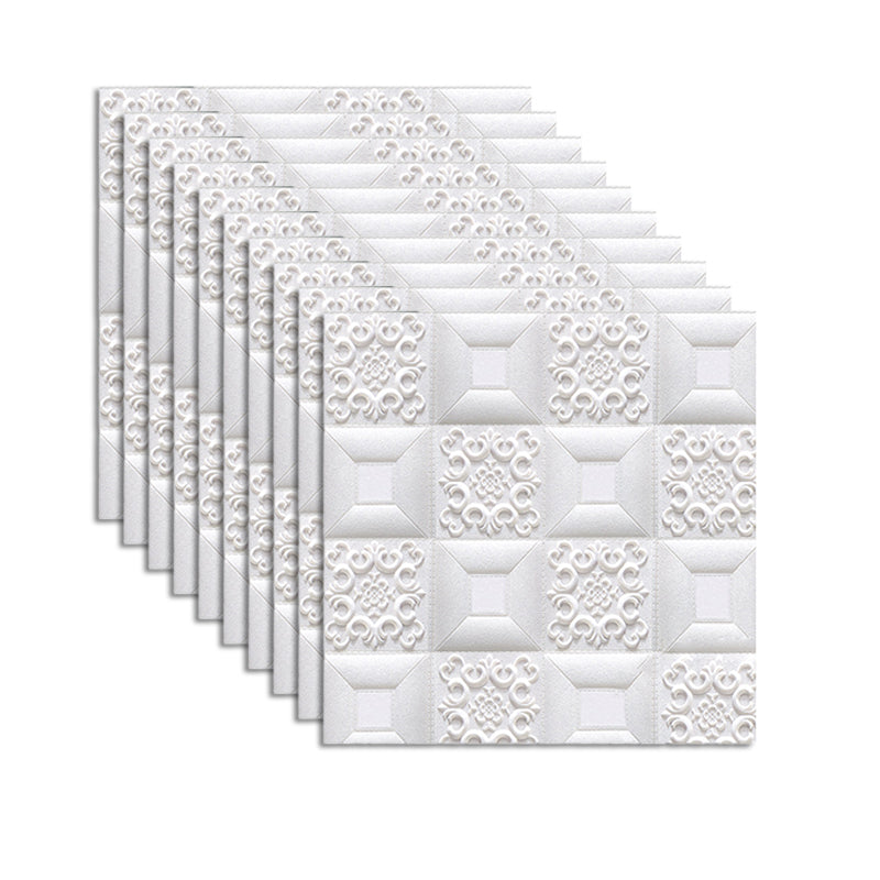 Contemporary Wall Paneling 3D Embossed Mosaic Peel and Press Waterproof Wall Access Panel Gloss White Clearhalo 'Flooring 'Home Improvement' 'home_improvement' 'home_improvement_wall_paneling' 'Wall Paneling' 'wall_paneling' 'Walls & Ceilings' Walls and Ceiling' 6380362