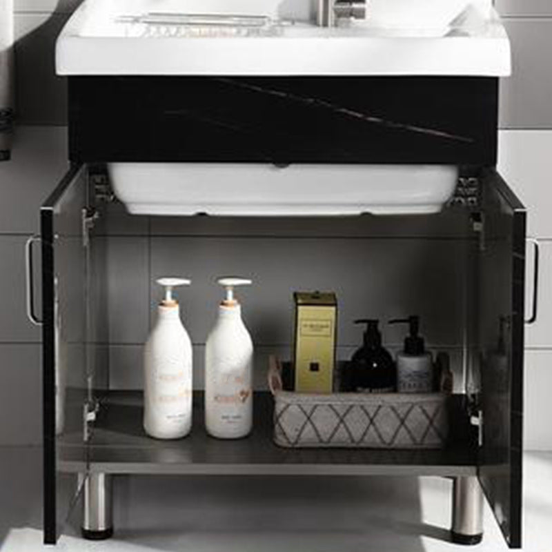 Solid Bath Vanity Set Ceramic Top Freestanding Single Sink Modern Bathroom Vanity Clearhalo 'Bathroom Remodel & Bathroom Fixtures' 'Bathroom Vanities' 'bathroom_vanities' 'Home Improvement' 'home_improvement' 'home_improvement_bathroom_vanities' 6380663