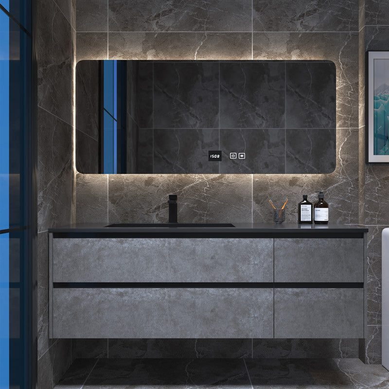 Modern Gray Sink Vanity Wall Mount Vanity Cabinet with Mirror Cabinet Clearhalo 'Bathroom Remodel & Bathroom Fixtures' 'Bathroom Vanities' 'bathroom_vanities' 'Home Improvement' 'home_improvement' 'home_improvement_bathroom_vanities' 6380685