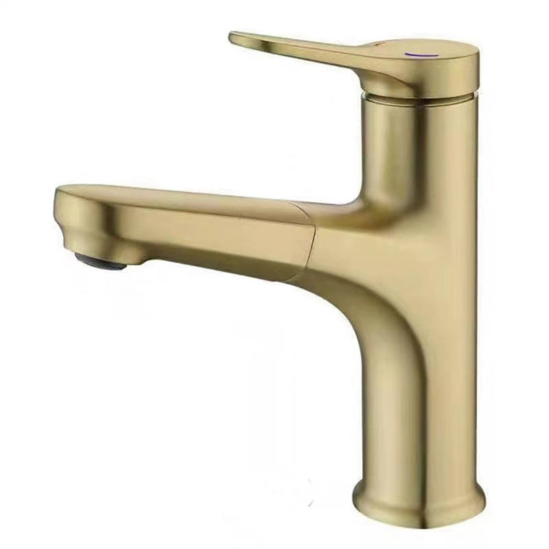 Modern Style Retractable Vessel Faucet Copper Single Handle Vessel Faucet for Bathroom Gold Clearhalo 'Bathroom Remodel & Bathroom Fixtures' 'Bathroom Sink Faucets' 'Bathroom Sinks & Faucet Components' 'bathroom_sink_faucets' 'Home Improvement' 'home_improvement' 'home_improvement_bathroom_sink_faucets' 6380781