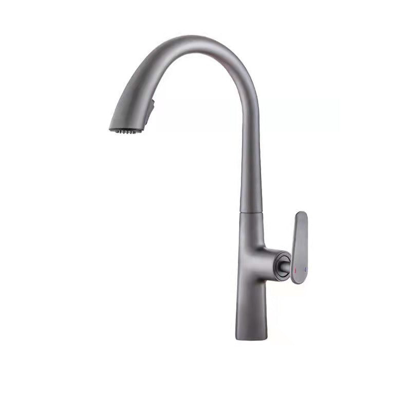 Modern 1-Handle Faucet Pull down Stainless Steel Standard Kitchen Faucet Gray/ White Clearhalo 'Home Improvement' 'home_improvement' 'home_improvement_kitchen_faucets' 'Kitchen Faucets' 'Kitchen Remodel & Kitchen Fixtures' 'Kitchen Sinks & Faucet Components' 'kitchen_faucets' 6380915