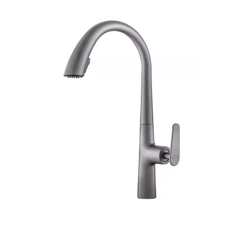 Modern 1-Handle Faucet Pull down Stainless Steel Standard Kitchen Faucet Gray White Clearhalo 'Home Improvement' 'home_improvement' 'home_improvement_kitchen_faucets' 'Kitchen Faucets' 'Kitchen Remodel & Kitchen Fixtures' 'Kitchen Sinks & Faucet Components' 'kitchen_faucets' 6380915