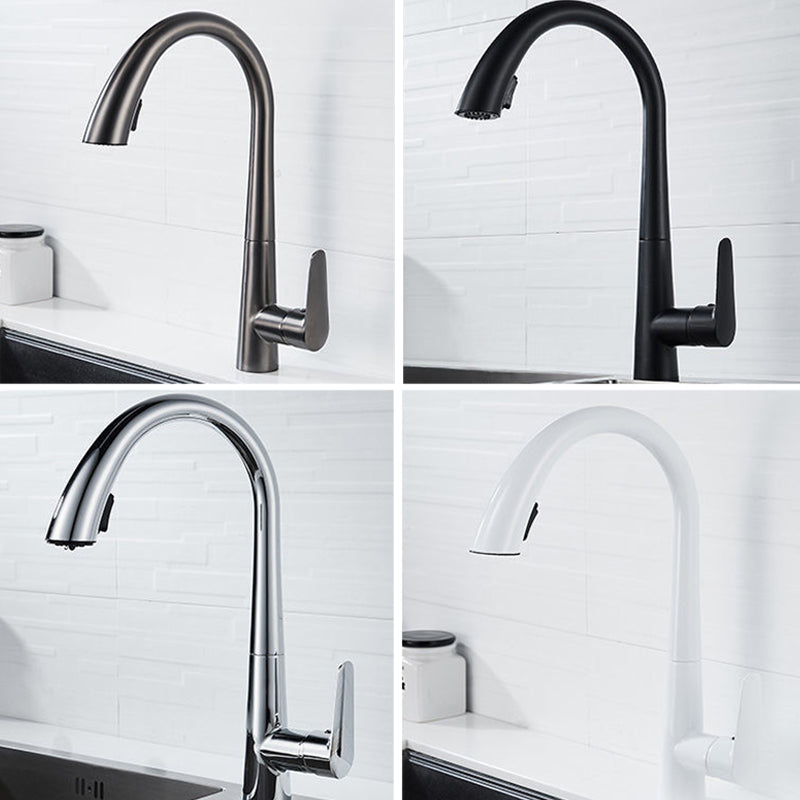 Modern 1-Handle Faucet Pull down Stainless Steel Standard Kitchen Faucet Clearhalo 'Home Improvement' 'home_improvement' 'home_improvement_kitchen_faucets' 'Kitchen Faucets' 'Kitchen Remodel & Kitchen Fixtures' 'Kitchen Sinks & Faucet Components' 'kitchen_faucets' 6380920