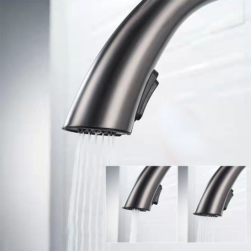 Modern 1-Handle Faucet Pull down Stainless Steel Standard Kitchen Faucet Clearhalo 'Home Improvement' 'home_improvement' 'home_improvement_kitchen_faucets' 'Kitchen Faucets' 'Kitchen Remodel & Kitchen Fixtures' 'Kitchen Sinks & Faucet Components' 'kitchen_faucets' 6380921