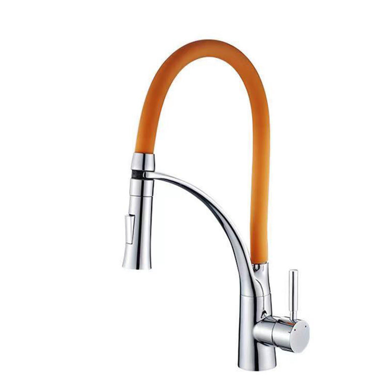 Modern 1-Handle Faucets Copper Touchless with Water Dispenser Standard Kitchen Faucet Orange Clearhalo 'Home Improvement' 'home_improvement' 'home_improvement_kitchen_faucets' 'Kitchen Faucets' 'Kitchen Remodel & Kitchen Fixtures' 'Kitchen Sinks & Faucet Components' 'kitchen_faucets' 6380930