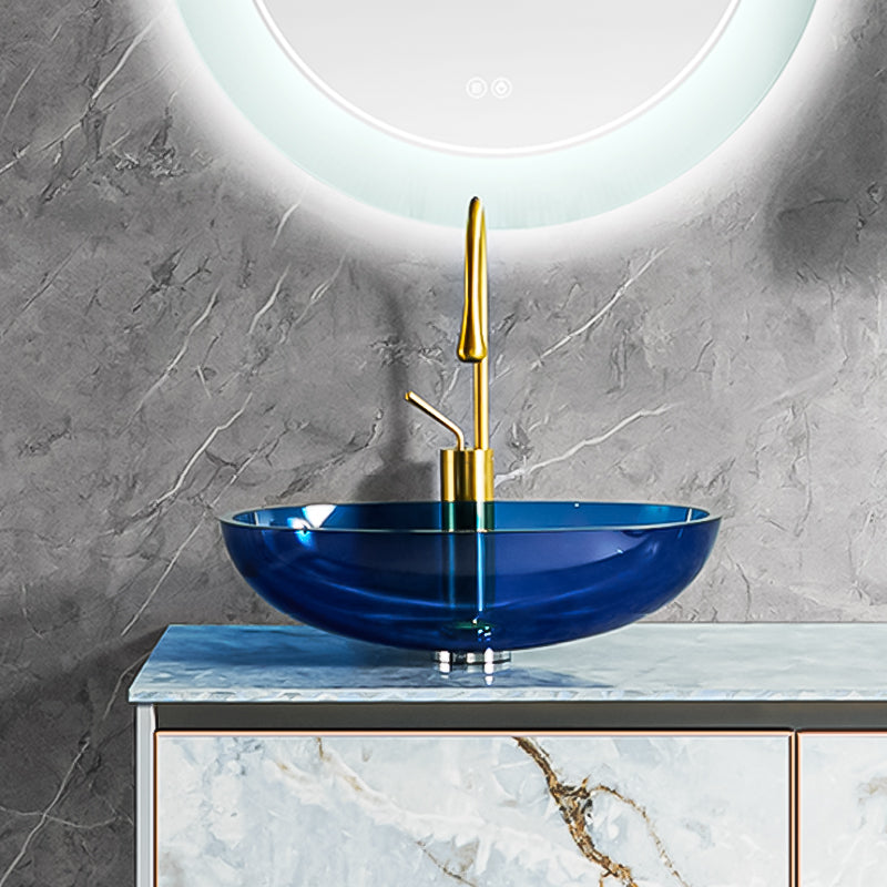 Modern Vessel Sink Oval Glass with Pop-Up Drain and Faucet Vessel Bathroom Sink Clearhalo 'Bathroom Remodel & Bathroom Fixtures' 'Bathroom Sinks & Faucet Components' 'Bathroom Sinks' 'bathroom_sink' 'Home Improvement' 'home_improvement' 'home_improvement_bathroom_sink' 6380996