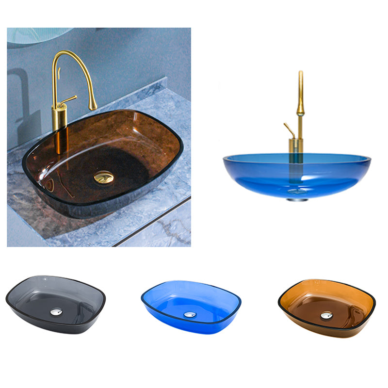 Modern Vessel Sink Oval Glass with Pop-Up Drain and Faucet Vessel Bathroom Sink Clearhalo 'Bathroom Remodel & Bathroom Fixtures' 'Bathroom Sinks & Faucet Components' 'Bathroom Sinks' 'bathroom_sink' 'Home Improvement' 'home_improvement' 'home_improvement_bathroom_sink' 6381008