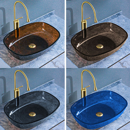 Modern Vessel Sink Oval Glass with Pop-Up Drain and Faucet Vessel Bathroom Sink Clearhalo 'Bathroom Remodel & Bathroom Fixtures' 'Bathroom Sinks & Faucet Components' 'Bathroom Sinks' 'bathroom_sink' 'Home Improvement' 'home_improvement' 'home_improvement_bathroom_sink' 6381014