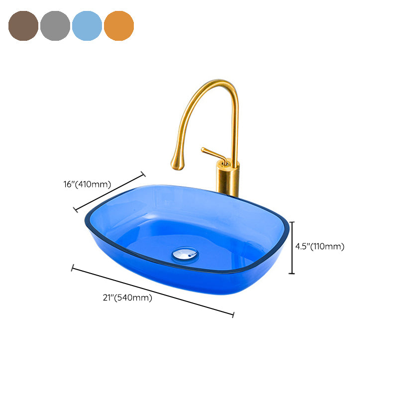 Modern Vessel Sink Oval Glass with Pop-Up Drain and Faucet Vessel Bathroom Sink Clearhalo 'Bathroom Remodel & Bathroom Fixtures' 'Bathroom Sinks & Faucet Components' 'Bathroom Sinks' 'bathroom_sink' 'Home Improvement' 'home_improvement' 'home_improvement_bathroom_sink' 6381021
