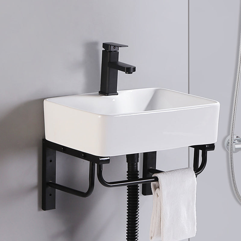 Modern Wall Mount Bathroom Sink Porcelain with Pop-Up Drain and Faucet Vessel Sink 19"L x 15"W x 9"H Black Sink with Faucet Clearhalo 'Bathroom Remodel & Bathroom Fixtures' 'Bathroom Sinks & Faucet Components' 'Bathroom Sinks' 'bathroom_sink' 'Home Improvement' 'home_improvement' 'home_improvement_bathroom_sink' 6381022