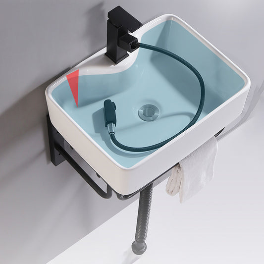 Modern Wall Mount Bathroom Sink Porcelain with Pop-Up Drain and Faucet Vessel Sink Clearhalo 'Bathroom Remodel & Bathroom Fixtures' 'Bathroom Sinks & Faucet Components' 'Bathroom Sinks' 'bathroom_sink' 'Home Improvement' 'home_improvement' 'home_improvement_bathroom_sink' 6381024