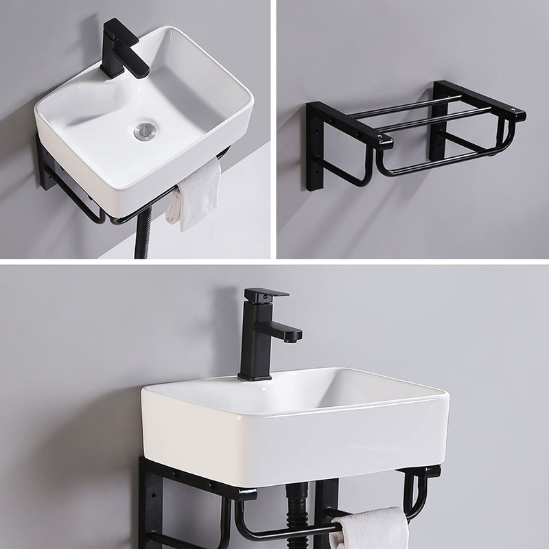 Modern Wall Mount Bathroom Sink Porcelain with Pop-Up Drain and Faucet Vessel Sink Clearhalo 'Bathroom Remodel & Bathroom Fixtures' 'Bathroom Sinks & Faucet Components' 'Bathroom Sinks' 'bathroom_sink' 'Home Improvement' 'home_improvement' 'home_improvement_bathroom_sink' 6381037