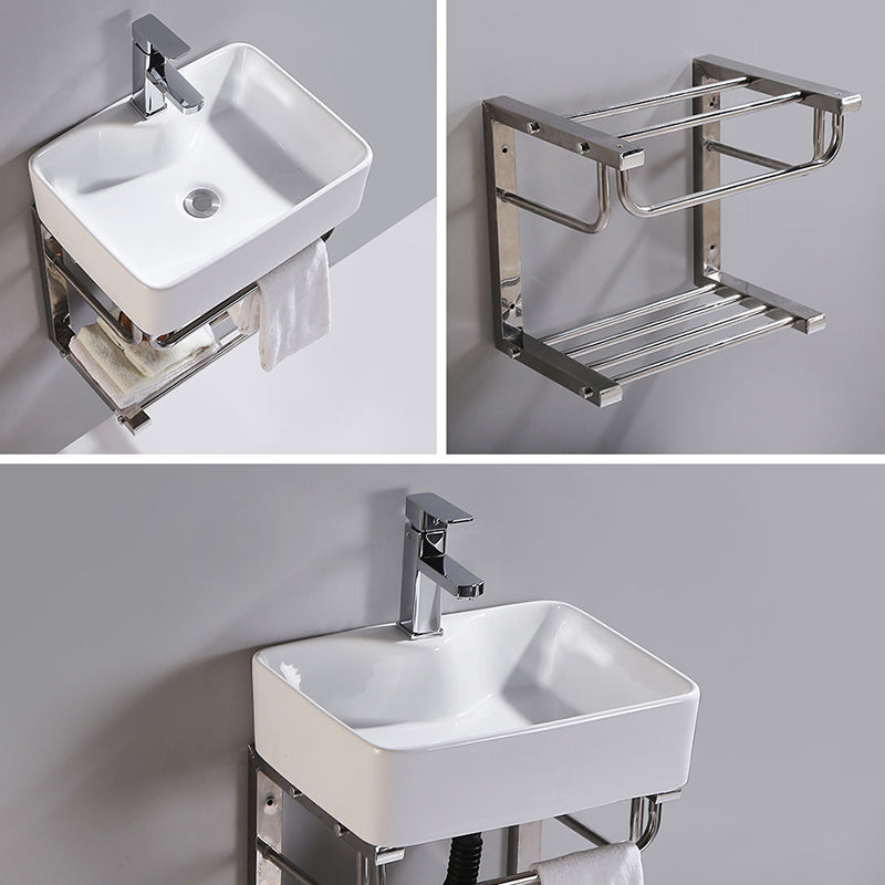 Modern Wall Mount Bathroom Sink Porcelain with Pop-Up Drain and Faucet Vessel Sink Clearhalo 'Bathroom Remodel & Bathroom Fixtures' 'Bathroom Sinks & Faucet Components' 'Bathroom Sinks' 'bathroom_sink' 'Home Improvement' 'home_improvement' 'home_improvement_bathroom_sink' 6381038