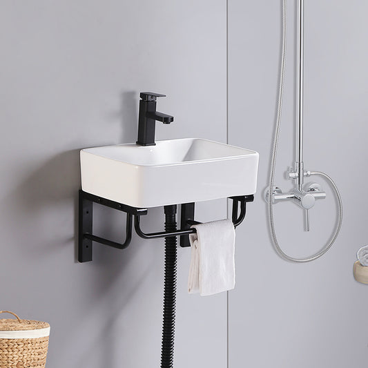 Modern Wall Mount Bathroom Sink Porcelain with Pop-Up Drain and Faucet Vessel Sink Clearhalo 'Bathroom Remodel & Bathroom Fixtures' 'Bathroom Sinks & Faucet Components' 'Bathroom Sinks' 'bathroom_sink' 'Home Improvement' 'home_improvement' 'home_improvement_bathroom_sink' 6381039
