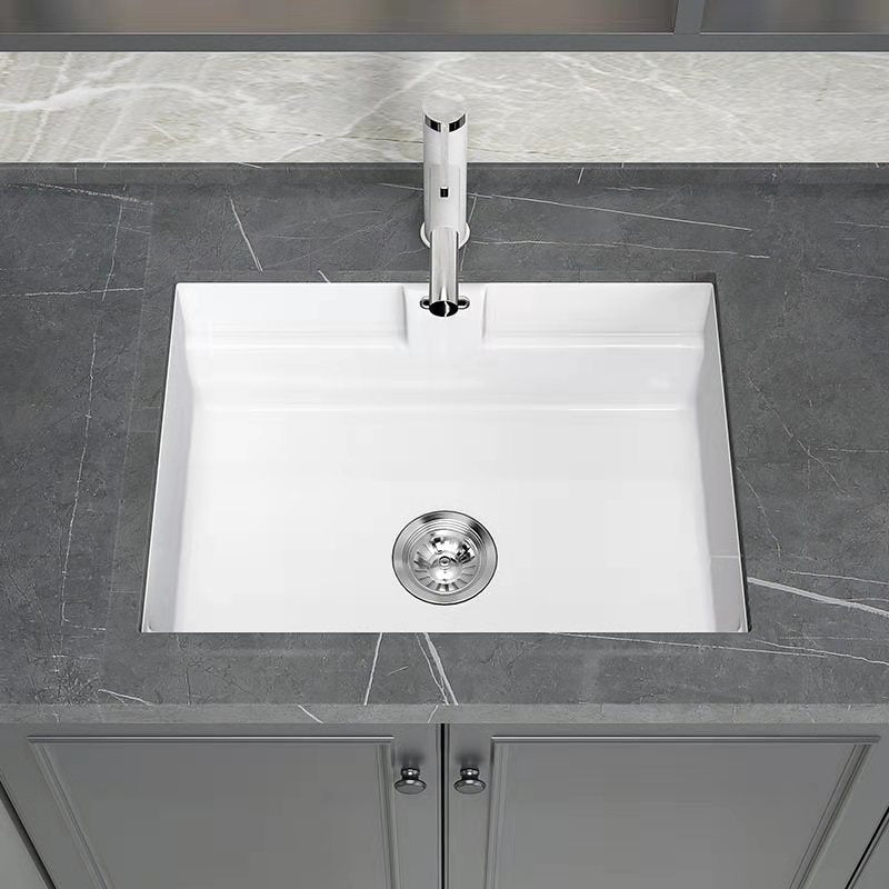 Modern Undermount Vanity Sink Rectangular Porcelain with Overflow and Faucet Vessel Clearhalo 'Bathroom Remodel & Bathroom Fixtures' 'Bathroom Sinks & Faucet Components' 'Bathroom Sinks' 'bathroom_sink' 'Home Improvement' 'home_improvement' 'home_improvement_bathroom_sink' 6381047