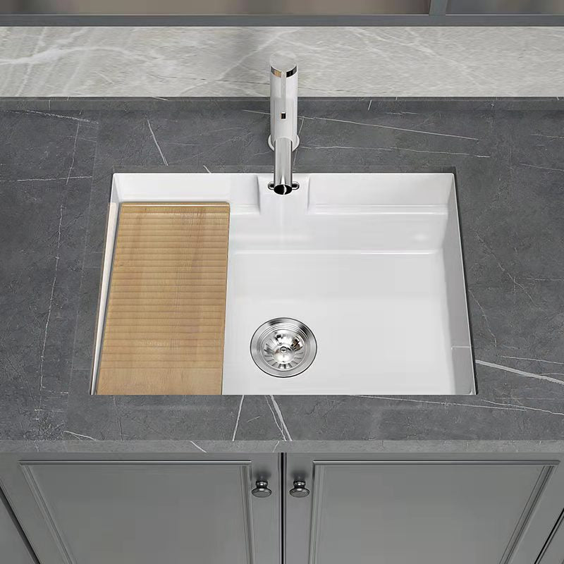 Modern Undermount Vanity Sink Rectangular Porcelain with Overflow and Faucet Vessel Clearhalo 'Bathroom Remodel & Bathroom Fixtures' 'Bathroom Sinks & Faucet Components' 'Bathroom Sinks' 'bathroom_sink' 'Home Improvement' 'home_improvement' 'home_improvement_bathroom_sink' 6381049
