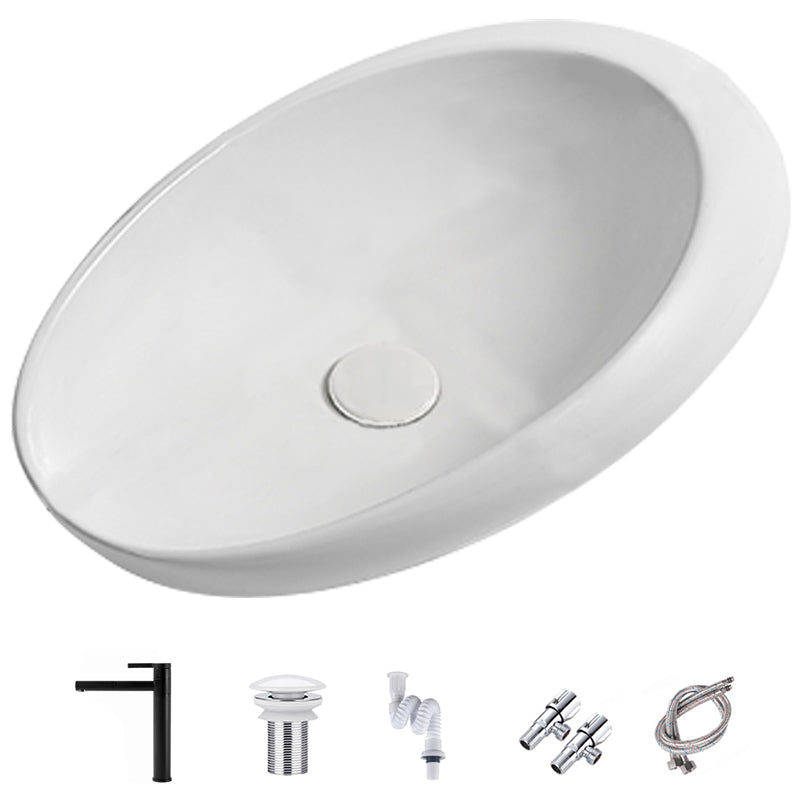 Modern Vessel Bathroom Sink Oval Porcelain with Pop-Up Drain Wash Stand White Swivel Spout Clearhalo 'Bathroom Remodel & Bathroom Fixtures' 'Bathroom Sinks & Faucet Components' 'Bathroom Sinks' 'bathroom_sink' 'Home Improvement' 'home_improvement' 'home_improvement_bathroom_sink' 6381093