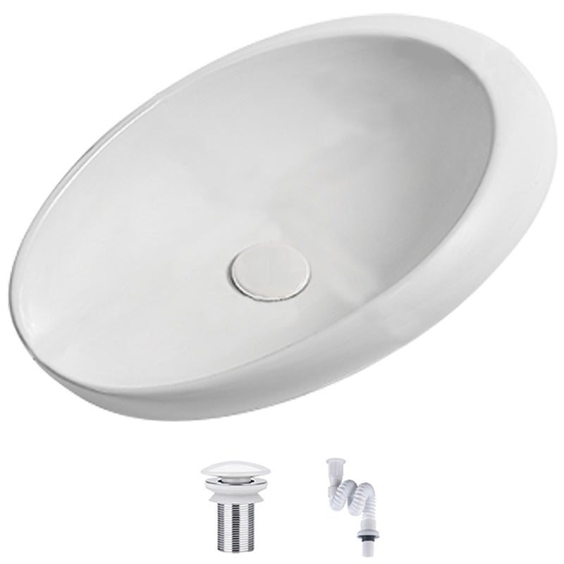 Modern Vessel Bathroom Sink Oval Porcelain with Pop-Up Drain Wash Stand White None Clearhalo 'Bathroom Remodel & Bathroom Fixtures' 'Bathroom Sinks & Faucet Components' 'Bathroom Sinks' 'bathroom_sink' 'Home Improvement' 'home_improvement' 'home_improvement_bathroom_sink' 6381108